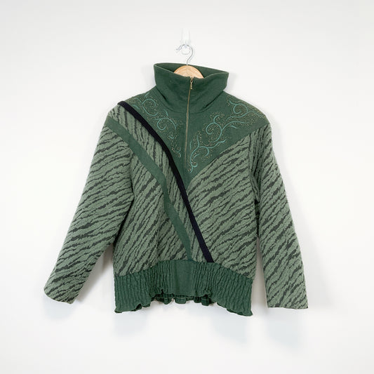 Domainy Style In Tokyo - Vintage Zip Sweater in Green