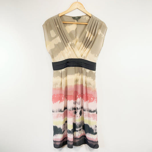 MAX - 100% Silk Multicoloured Midi Pleated Dress
