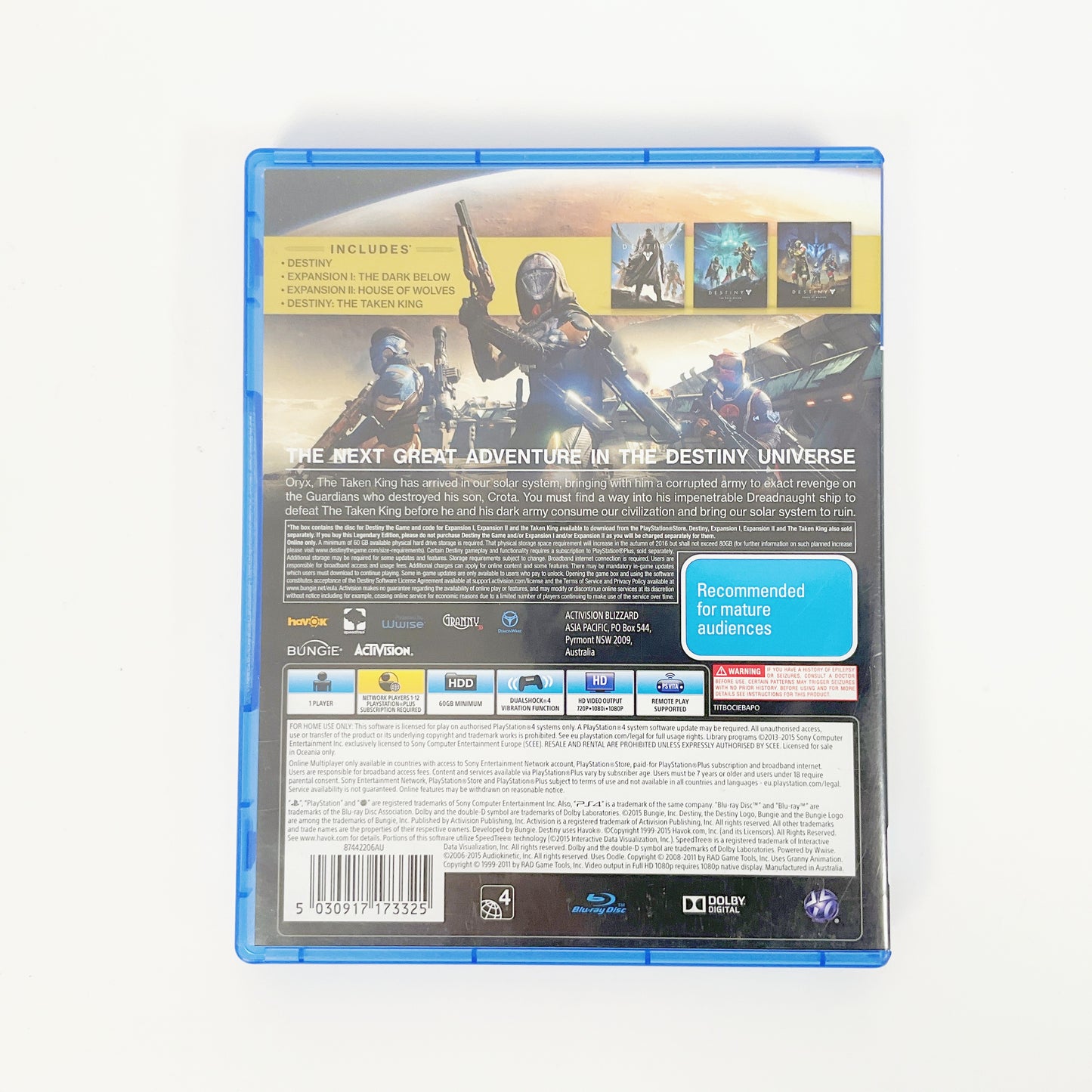 PS4 Game - Destiny - the taken king Legendary Edition