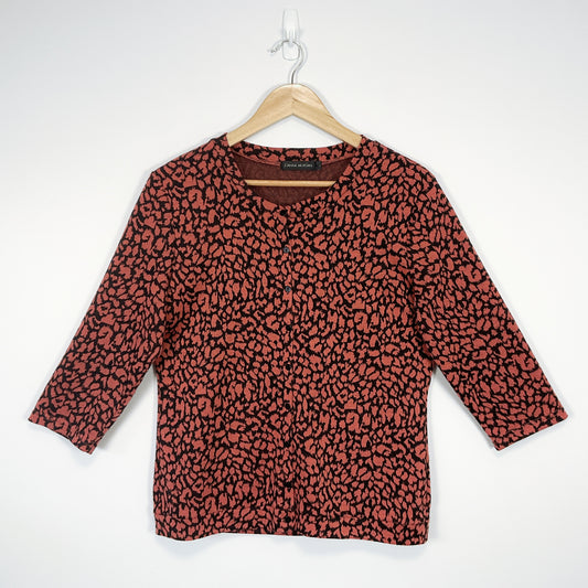 Joanna Morgan - Orange Leopard Print Cardigan