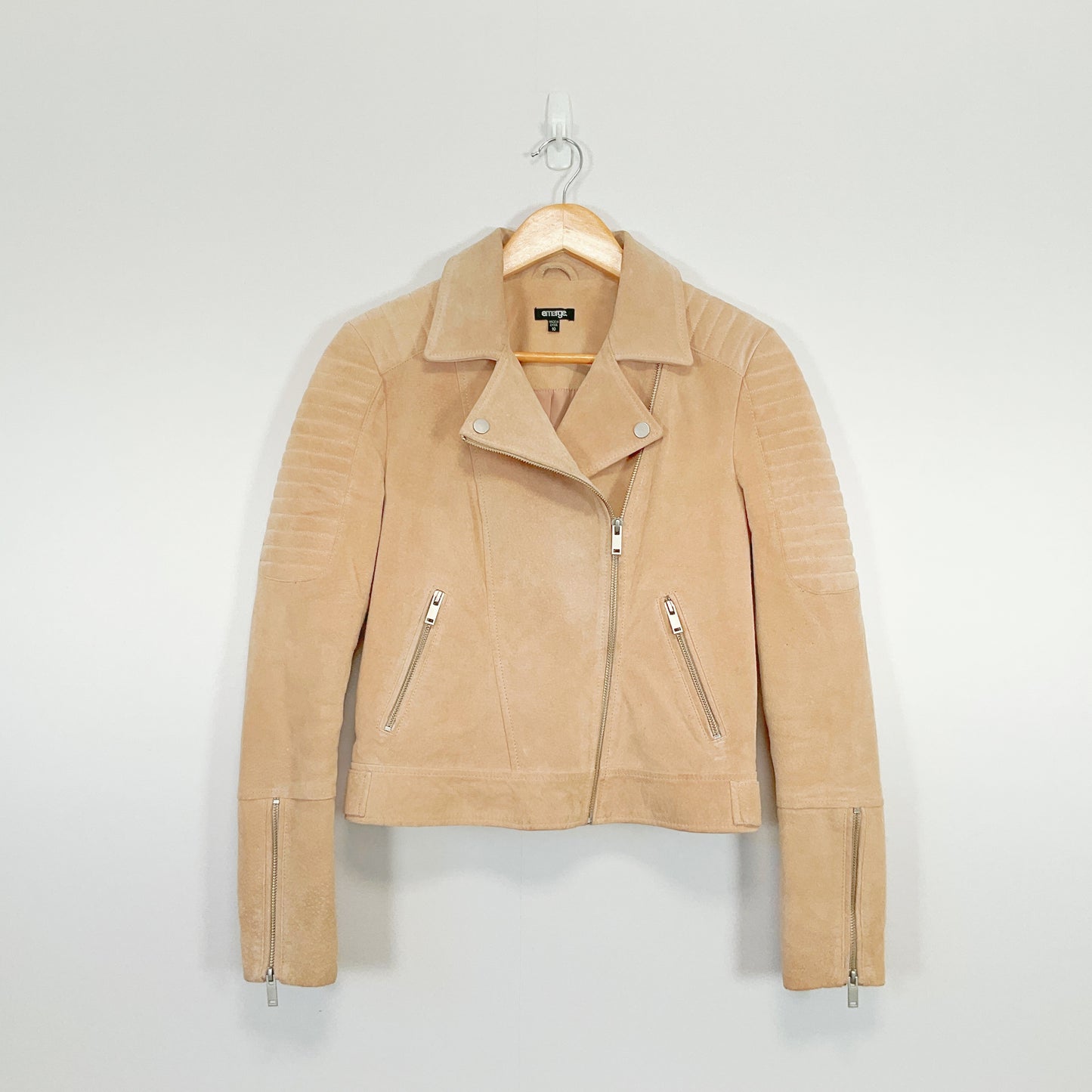 EMERGE - Blush Suede Moto Jacket