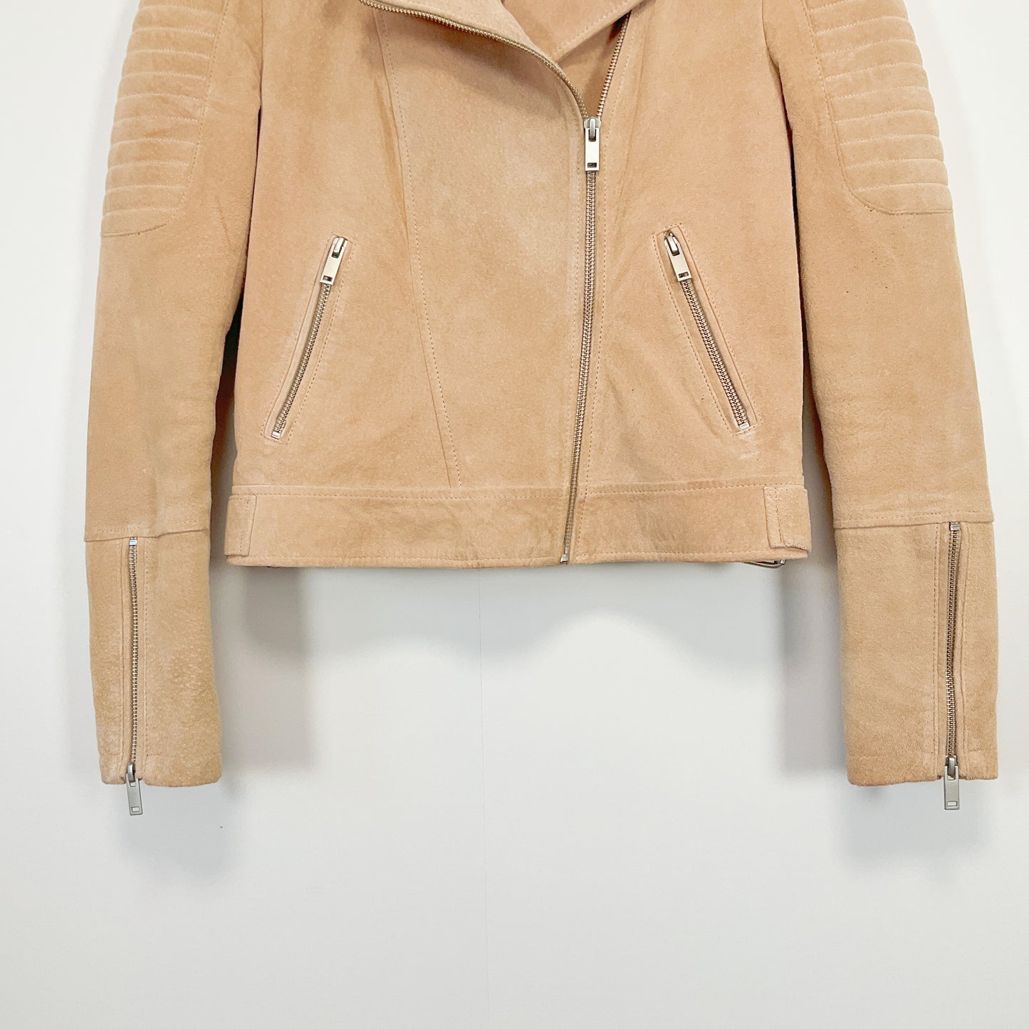 EMERGE - Blush Suede Moto Jacket