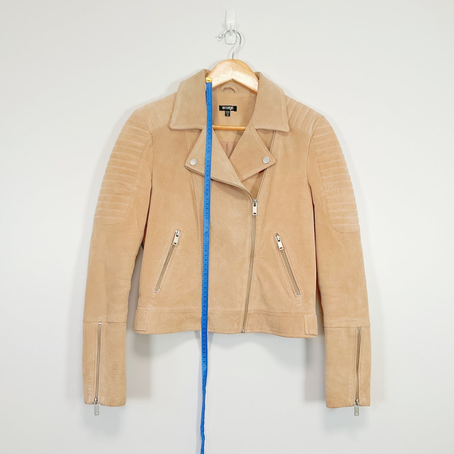 EMERGE - Blush Suede Moto Jacket