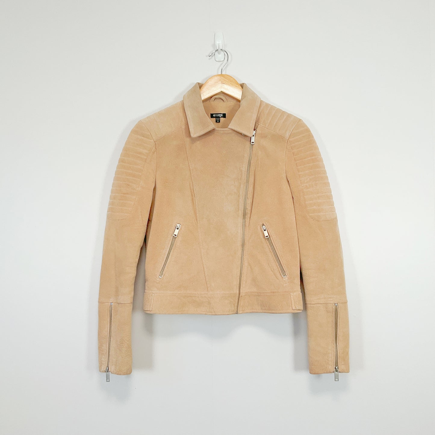 EMERGE - Blush Suede Moto Jacket