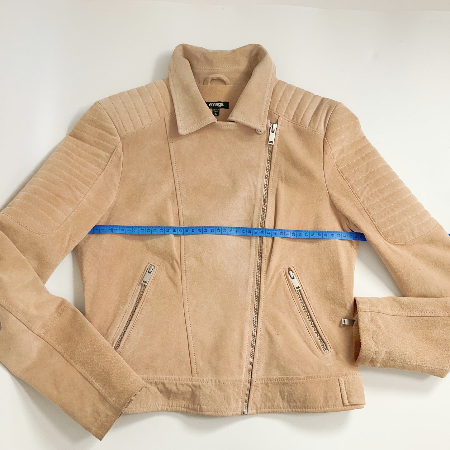 EMERGE - Blush Suede Moto Jacket