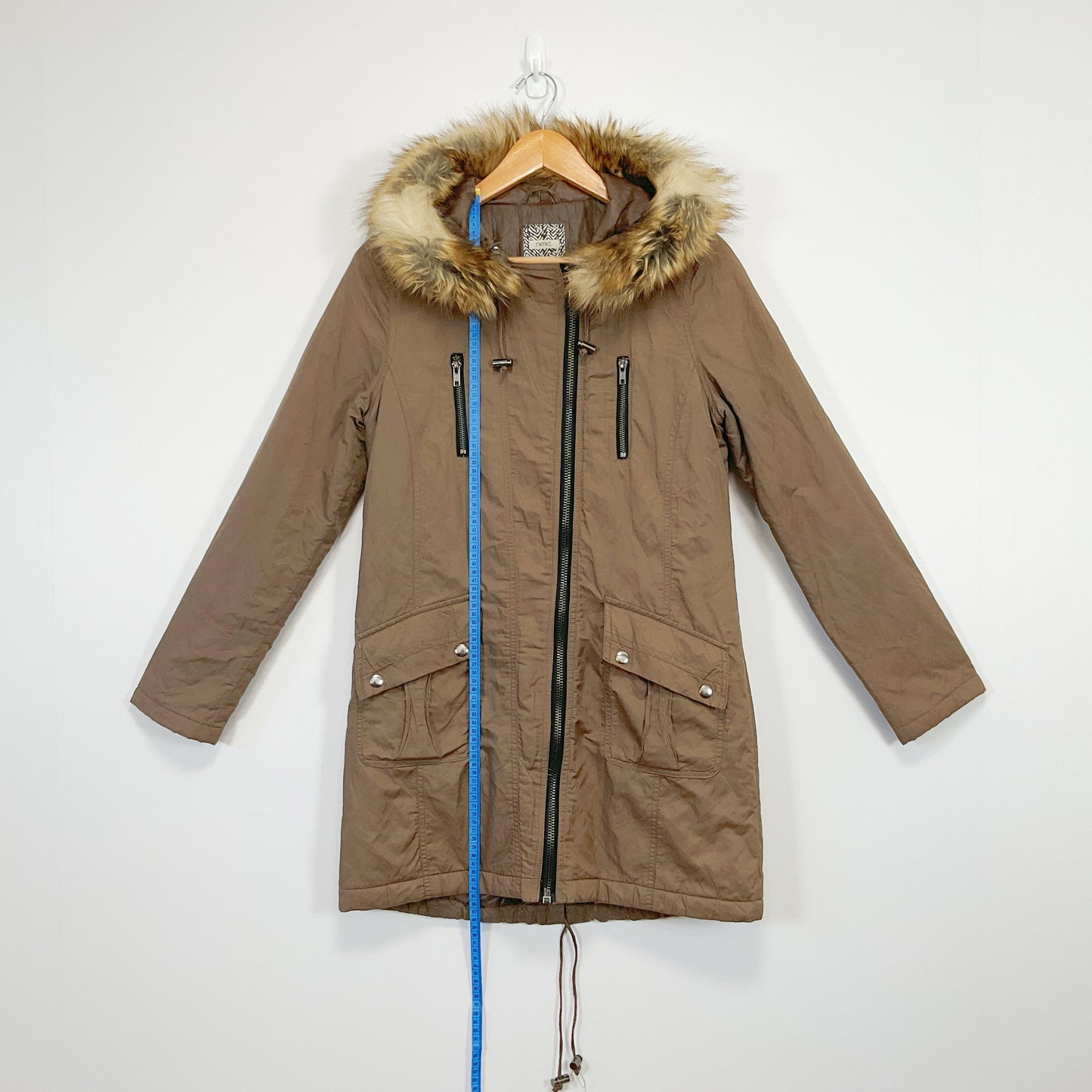 NEXT - Khaki Hooded Parka Coat With Faux Fur Trim