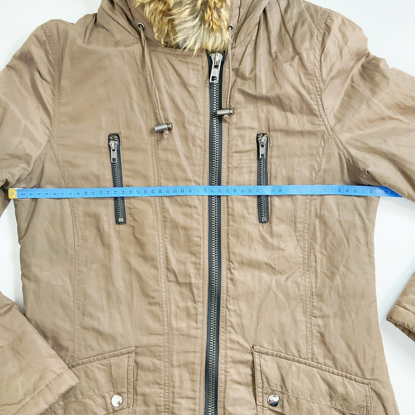 NEXT - Khaki Hooded Parka Coat With Faux Fur Trim