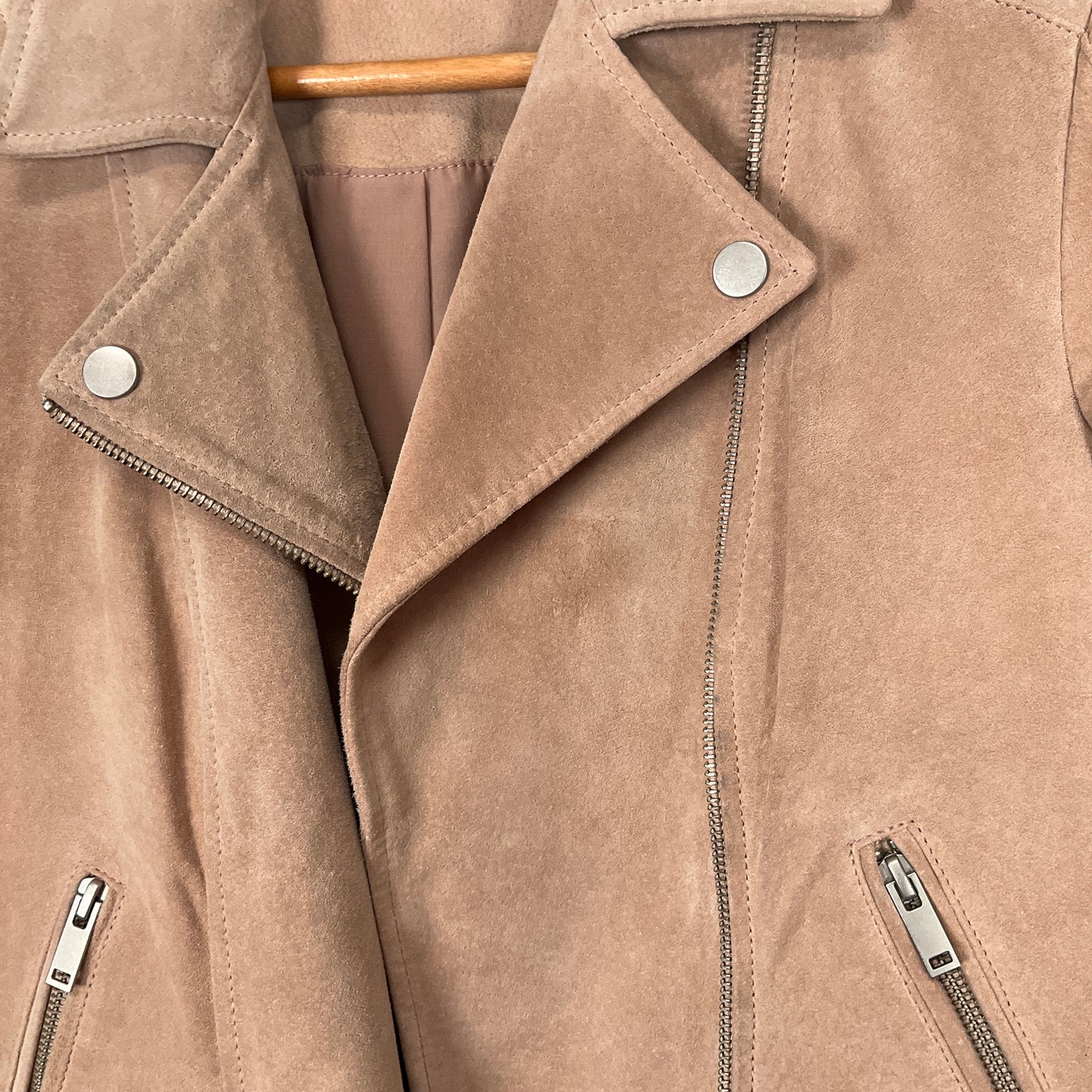 EMERGE - Blush Suede Moto Jacket