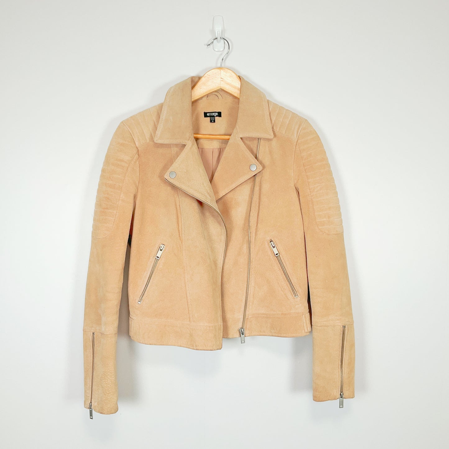 EMERGE - Blush Suede Moto Jacket