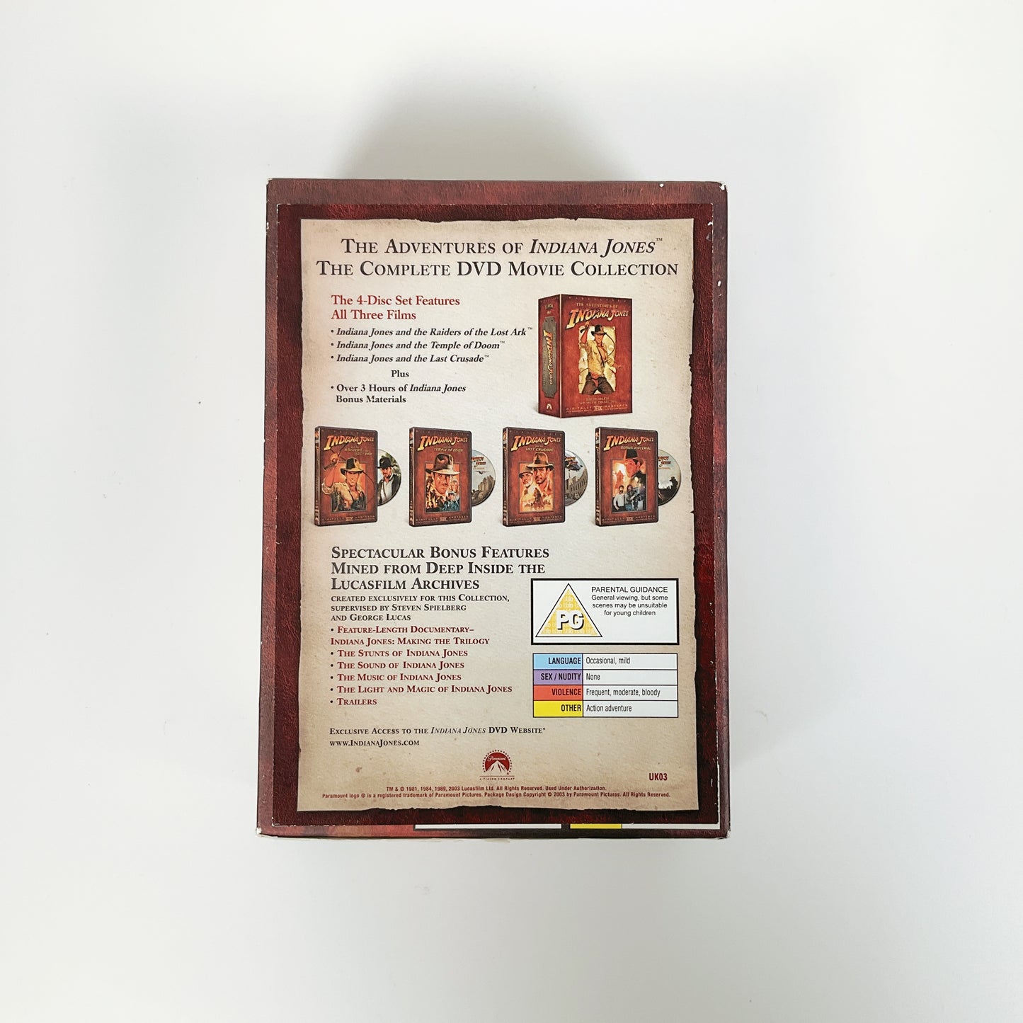INDIANA JONES - The Complete DVD Movie Collection - 4 Disc Set