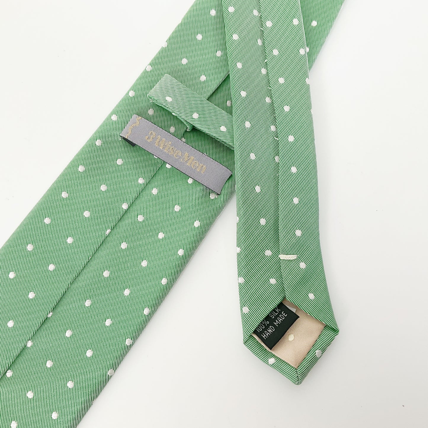 3 Wise Men - Green Polka Dot Silk Tie