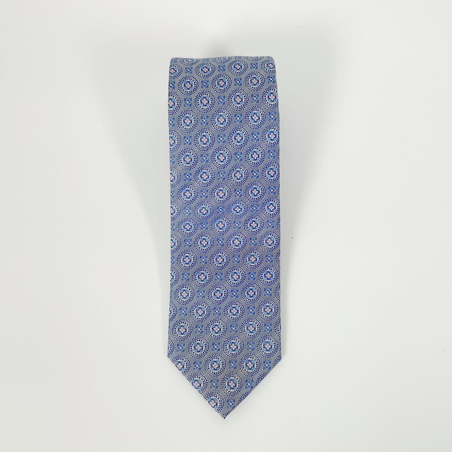 3 Wise Men - Blue-Gray Medallion Silk Tie