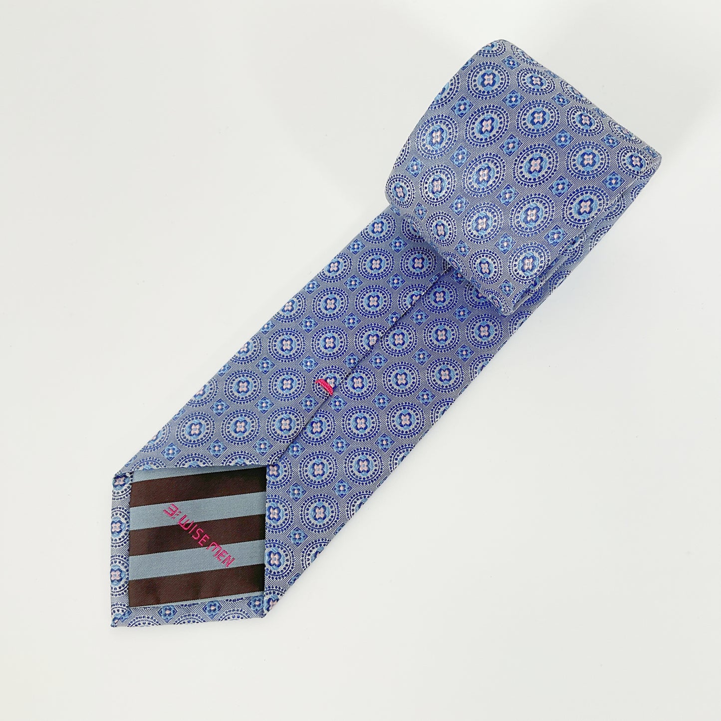 3 Wise Men - Blue-Gray Medallion Silk Tie