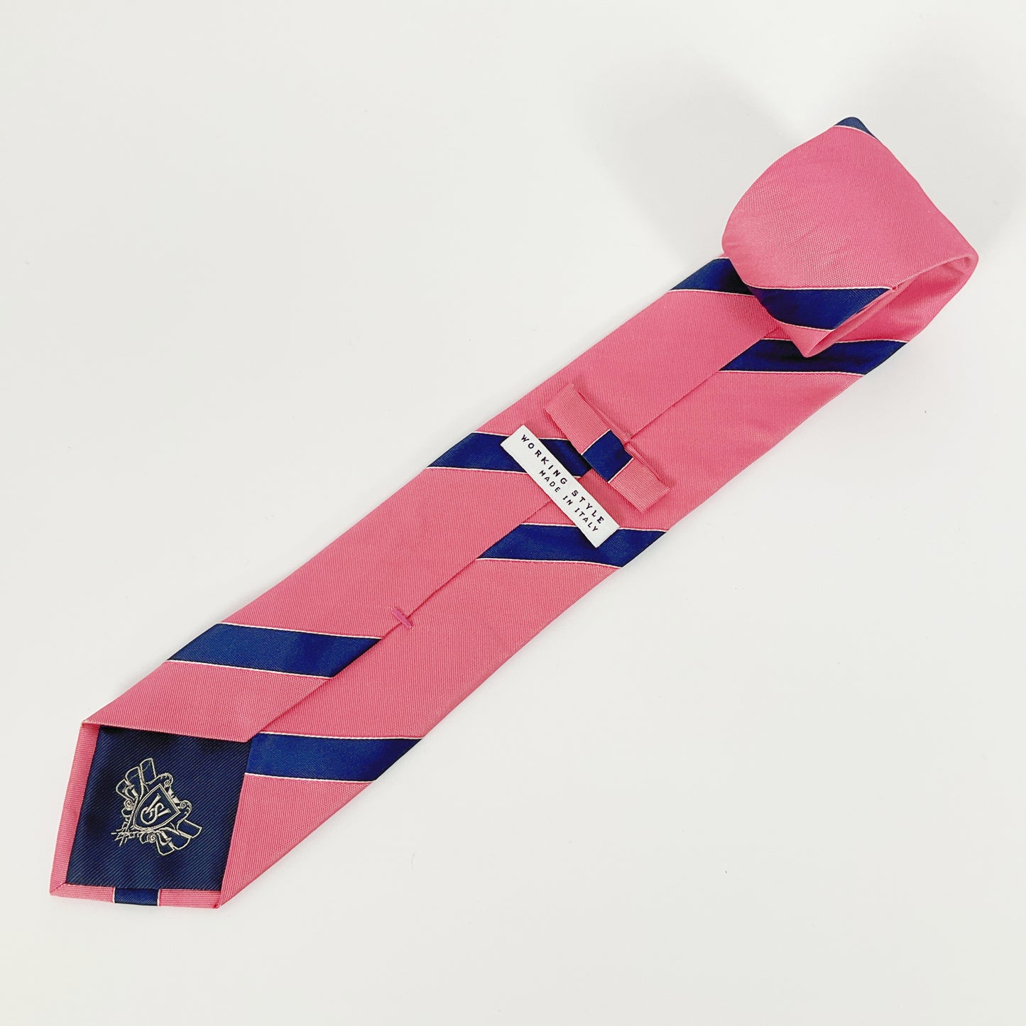 WORKING STYLE - Pink Diagonal Stripe Silk Blended Tie