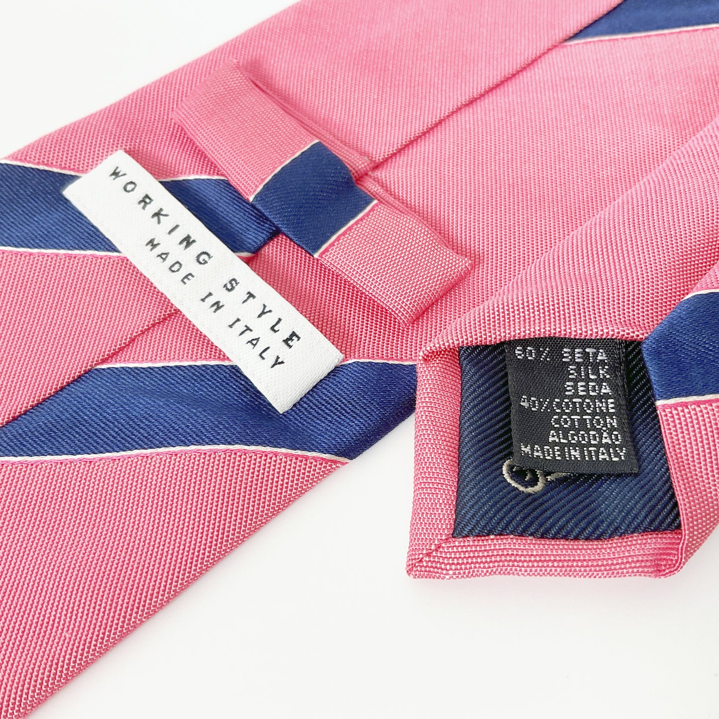 WORKING STYLE - Pink Diagonal Stripe Silk Blended Tie