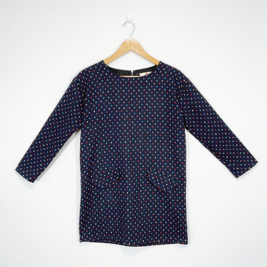 TOPTEN - Navy Blue Polka Dot Top