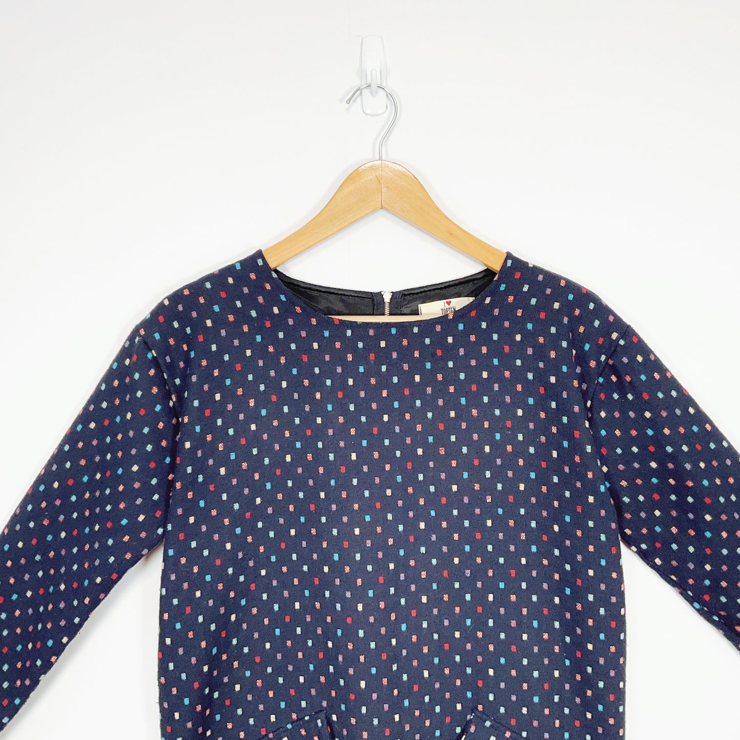 TOPTEN - Navy Blue Polka Dot Top