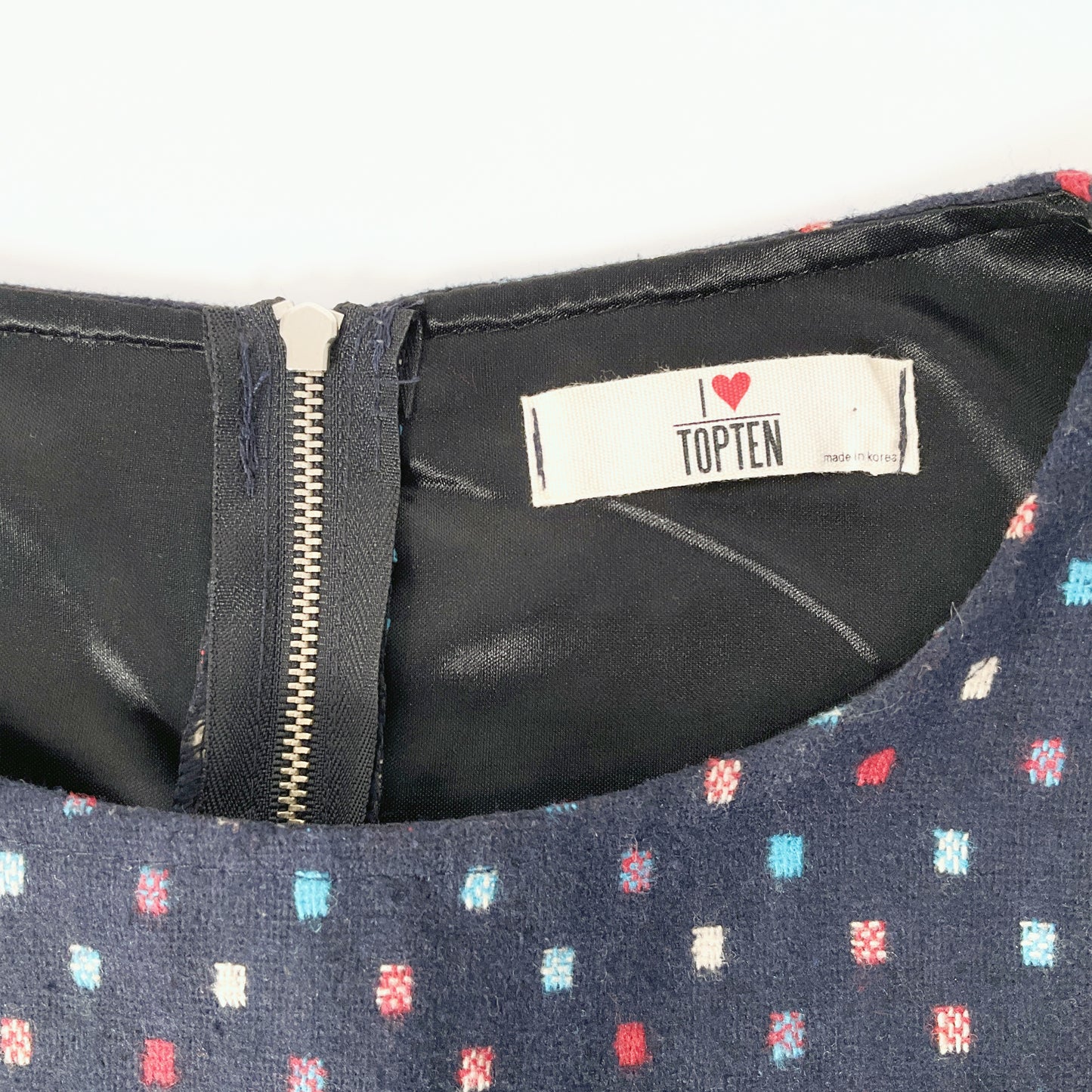 TOPTEN - Navy Blue Polka Dot Top