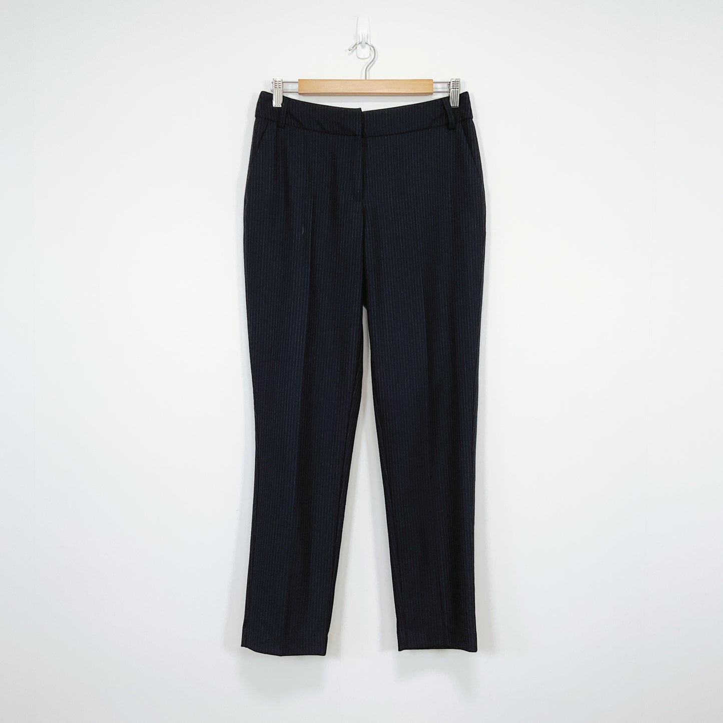 MAX - Navy Pinstripe Slim-Fit Trousers