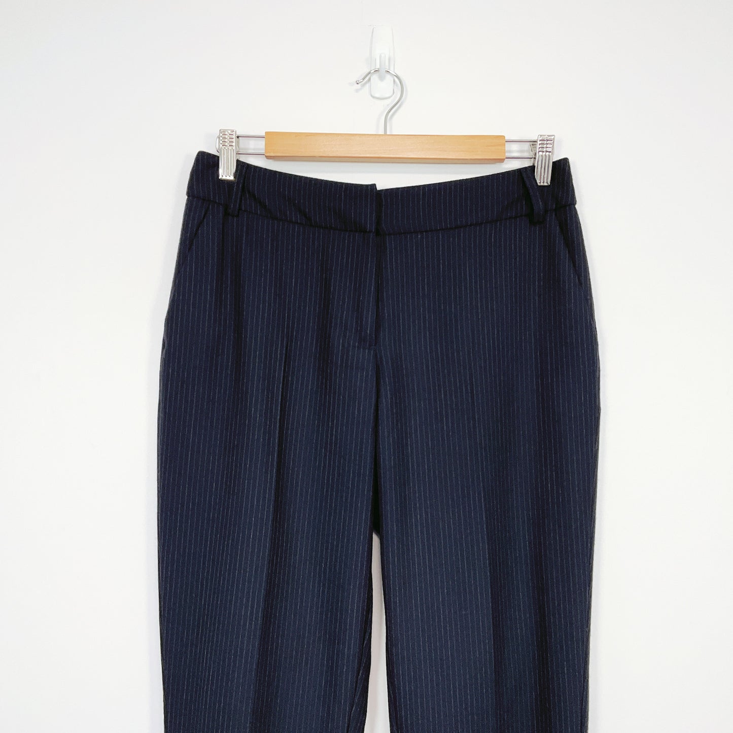MAX - Navy Pinstripe Slim-Fit Trousers