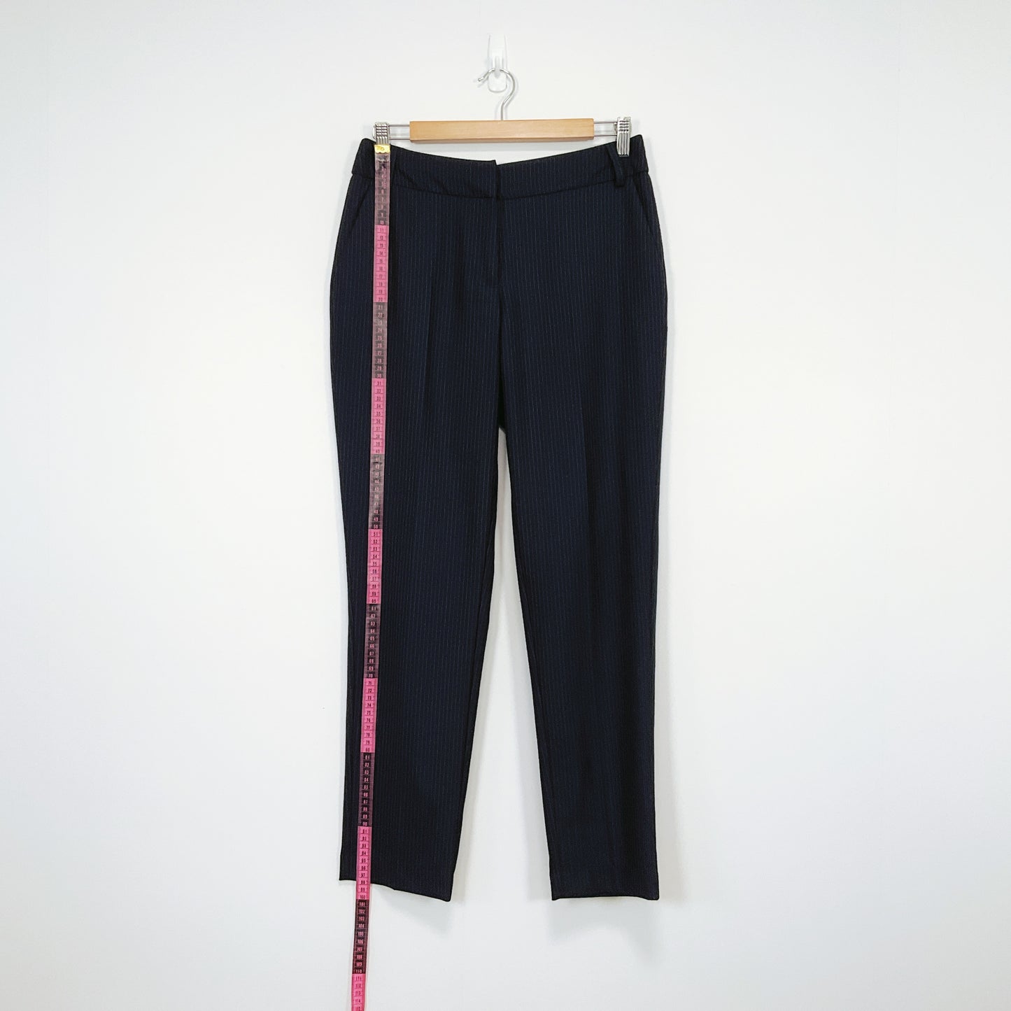 MAX - Navy Pinstripe Slim-Fit Trousers