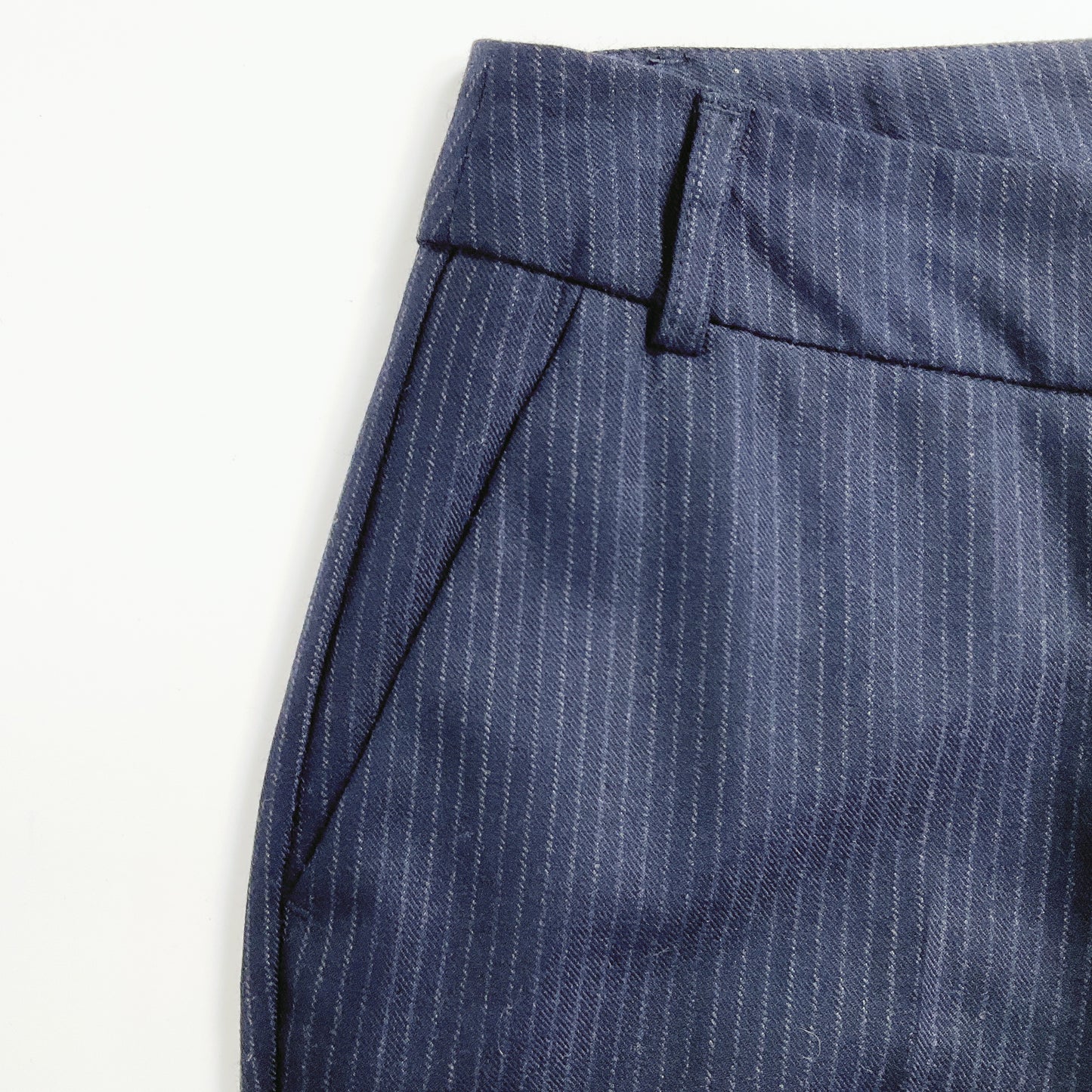 MAX - Navy Pinstripe Slim-Fit Trousers