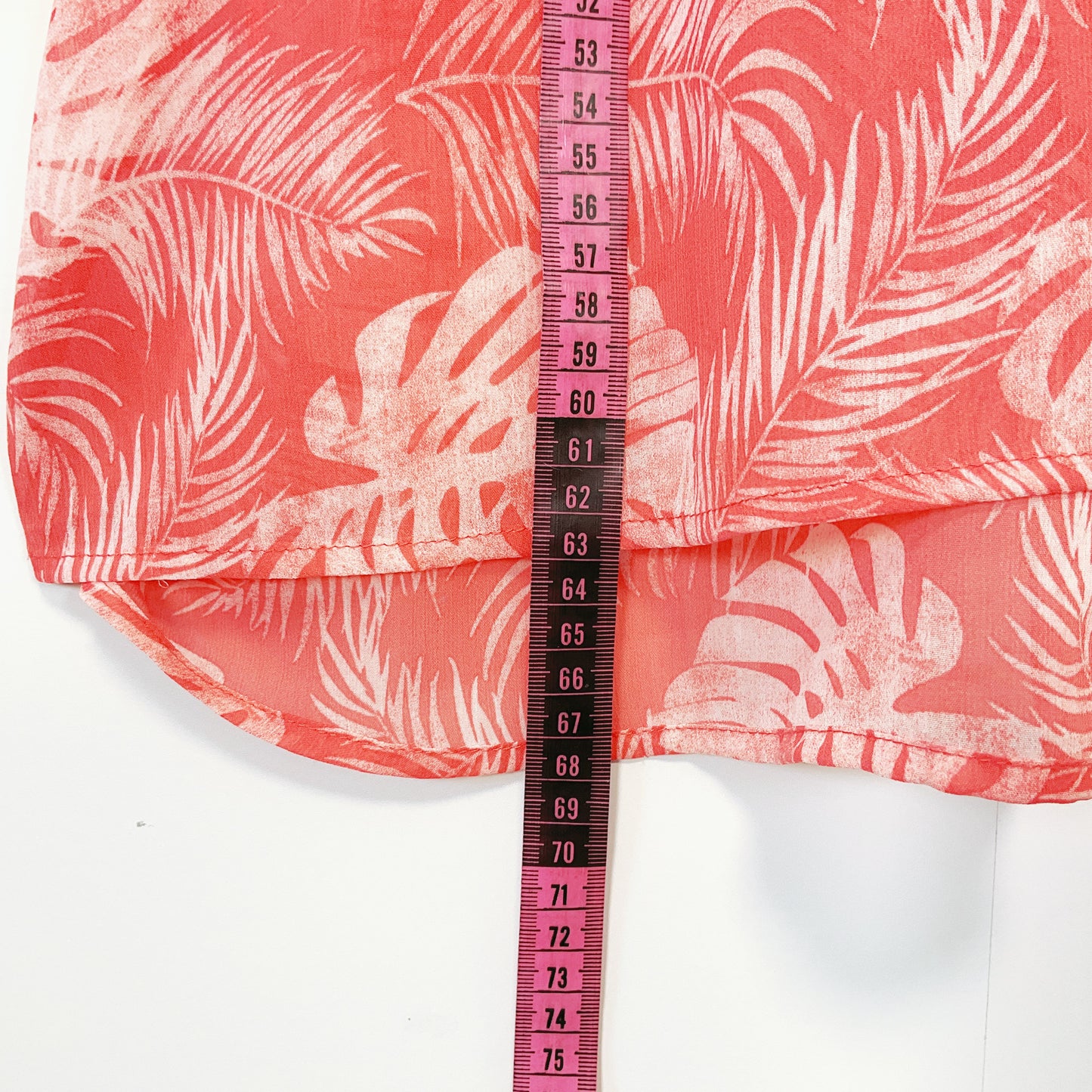 Ella J - Sheer Red Leaf Print Long Sleeve Blouse