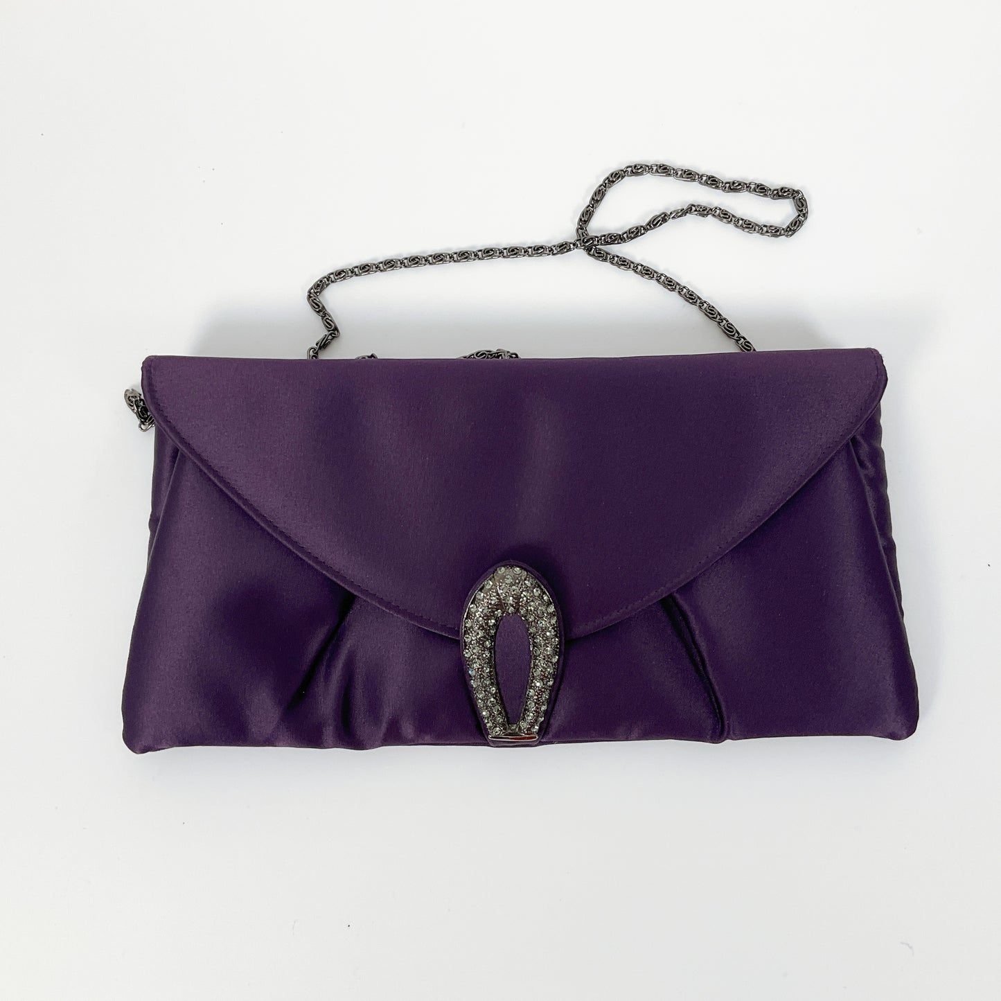 Olga Berg - Purple Satin Clutch Bag