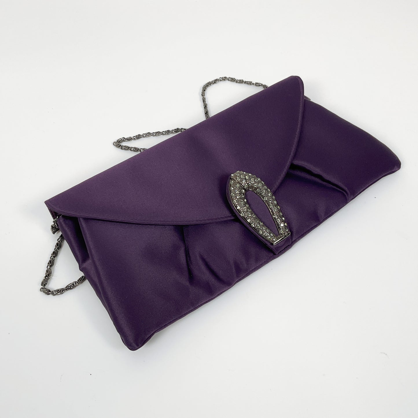 Olga Berg - Purple Satin Clutch Bag