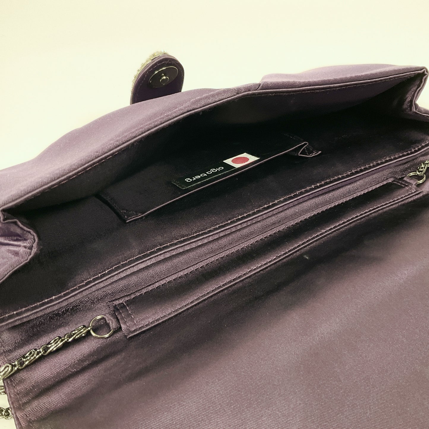 Olga Berg - Purple Satin Clutch Bag