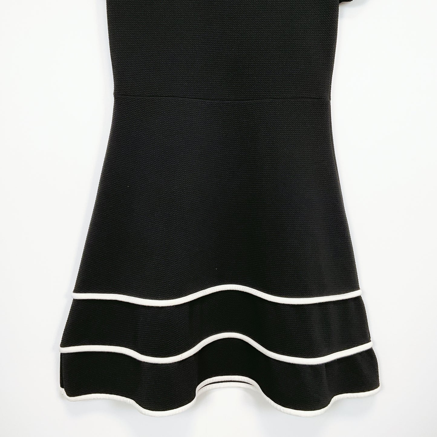 Stella - Black Fit & Flare Dress with White Trim