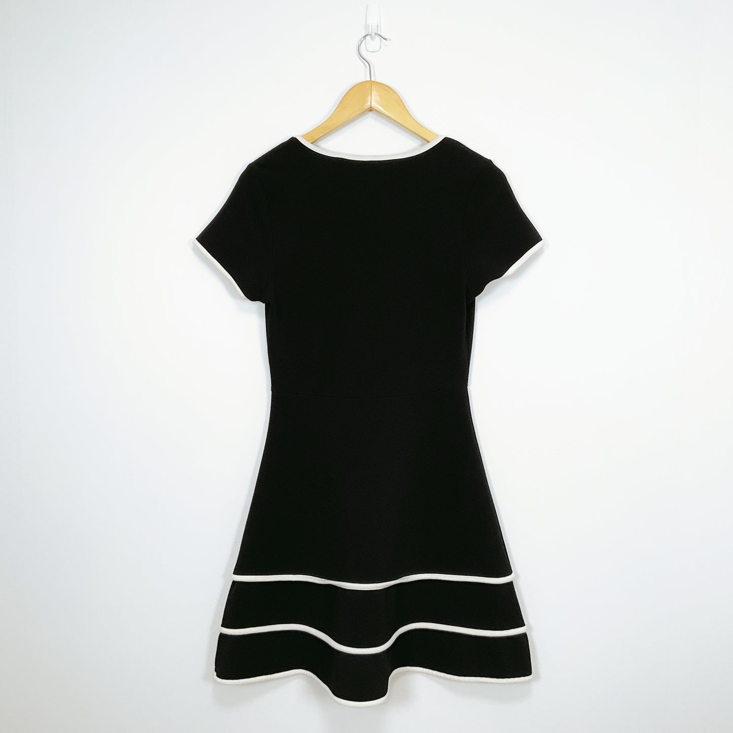 Stella - Black Fit & Flare Dress with White Trim