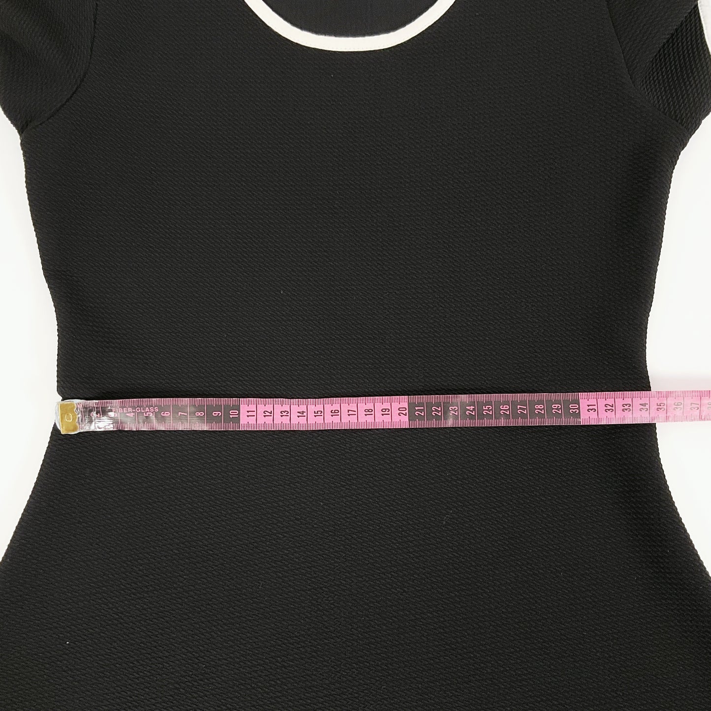 Stella - Black Fit & Flare Dress with White Trim