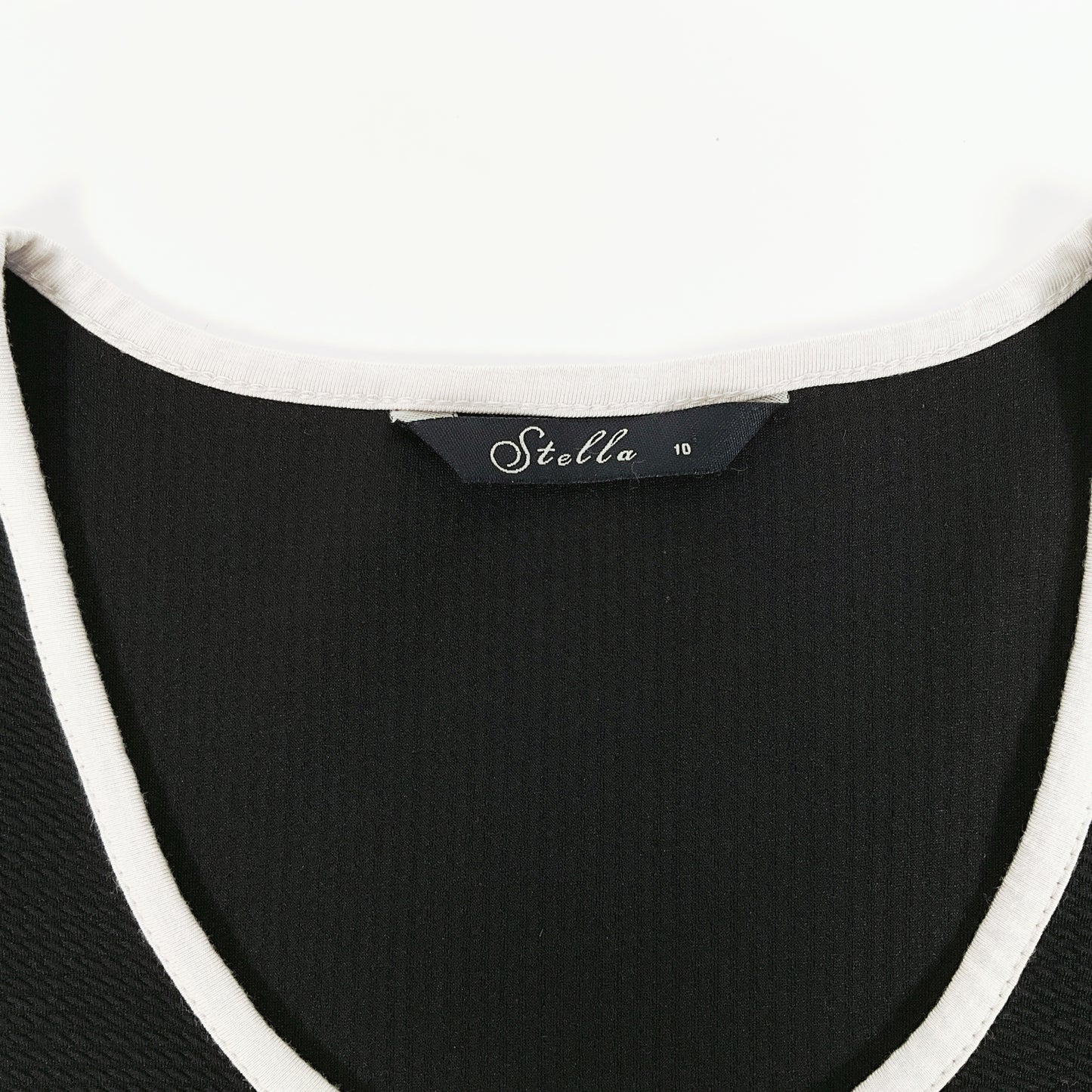 Stella - Black Fit & Flare Dress with White Trim