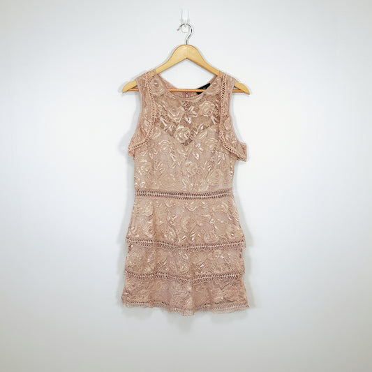 AX Paris - Off-Shoulder Flutter Sleeves Lace Mini Dress