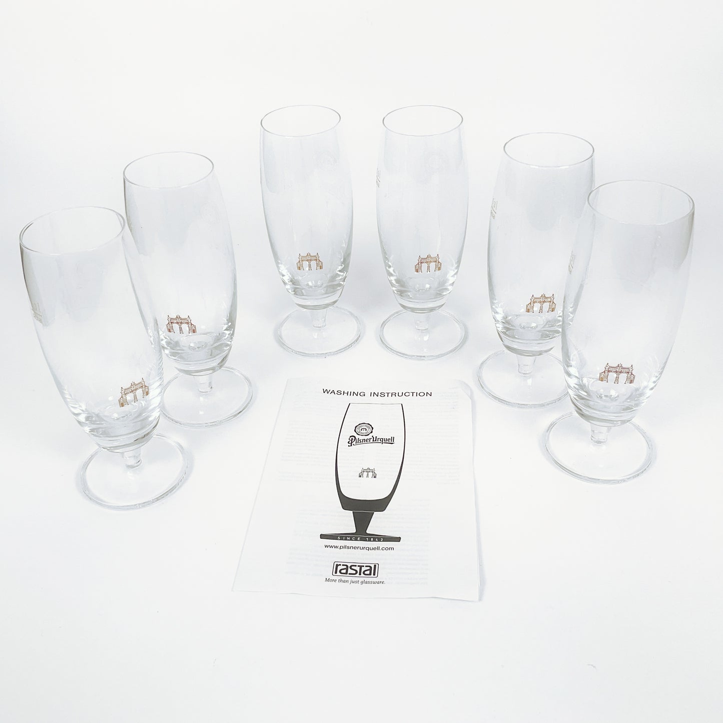 Set of 6 300ml Pilsner Urquell Embossed Crystal Beer Glasses made In Germany