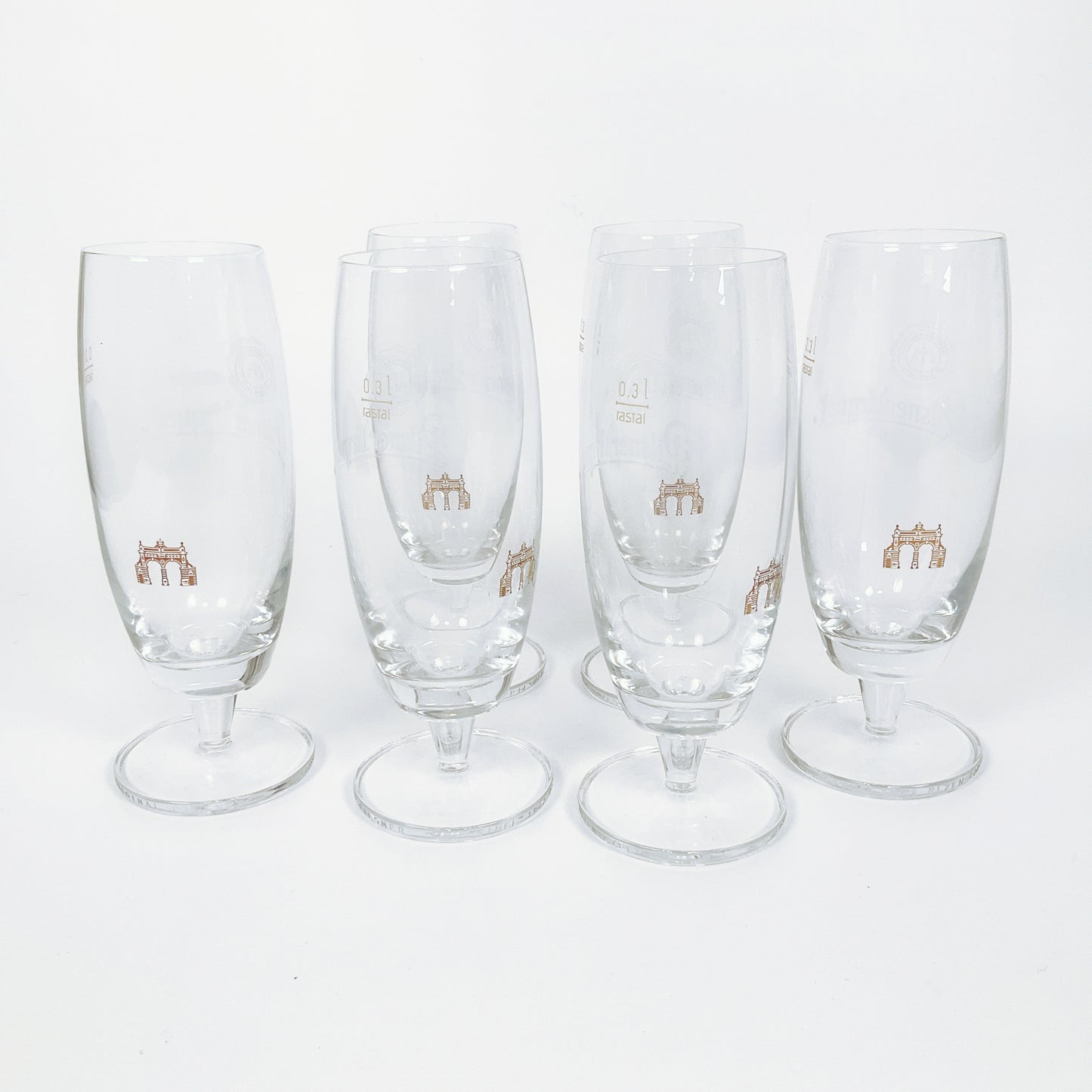 Set of 6 300ml Pilsner Urquell Embossed Crystal Beer Glasses made In Germany