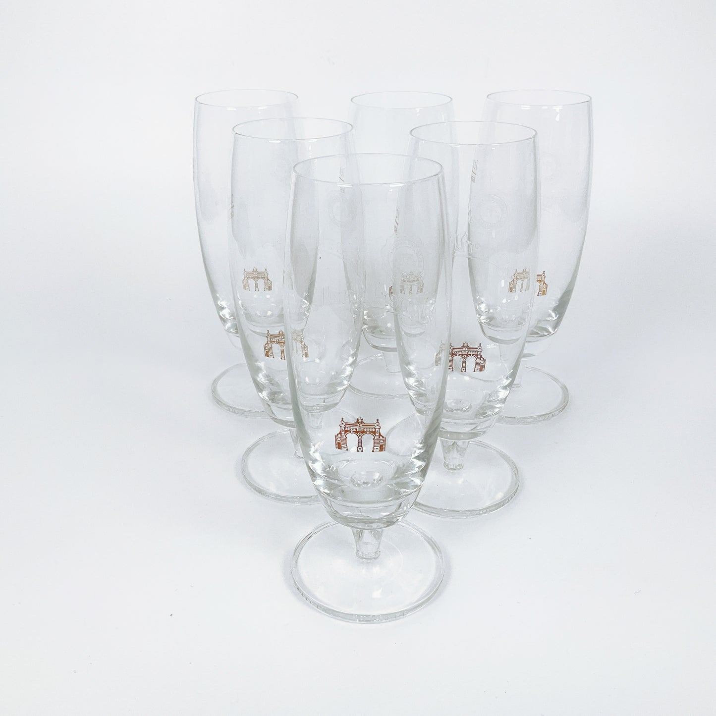 Set of 6 300ml Pilsner Urquell Embossed Crystal Beer Glasses made In Germany