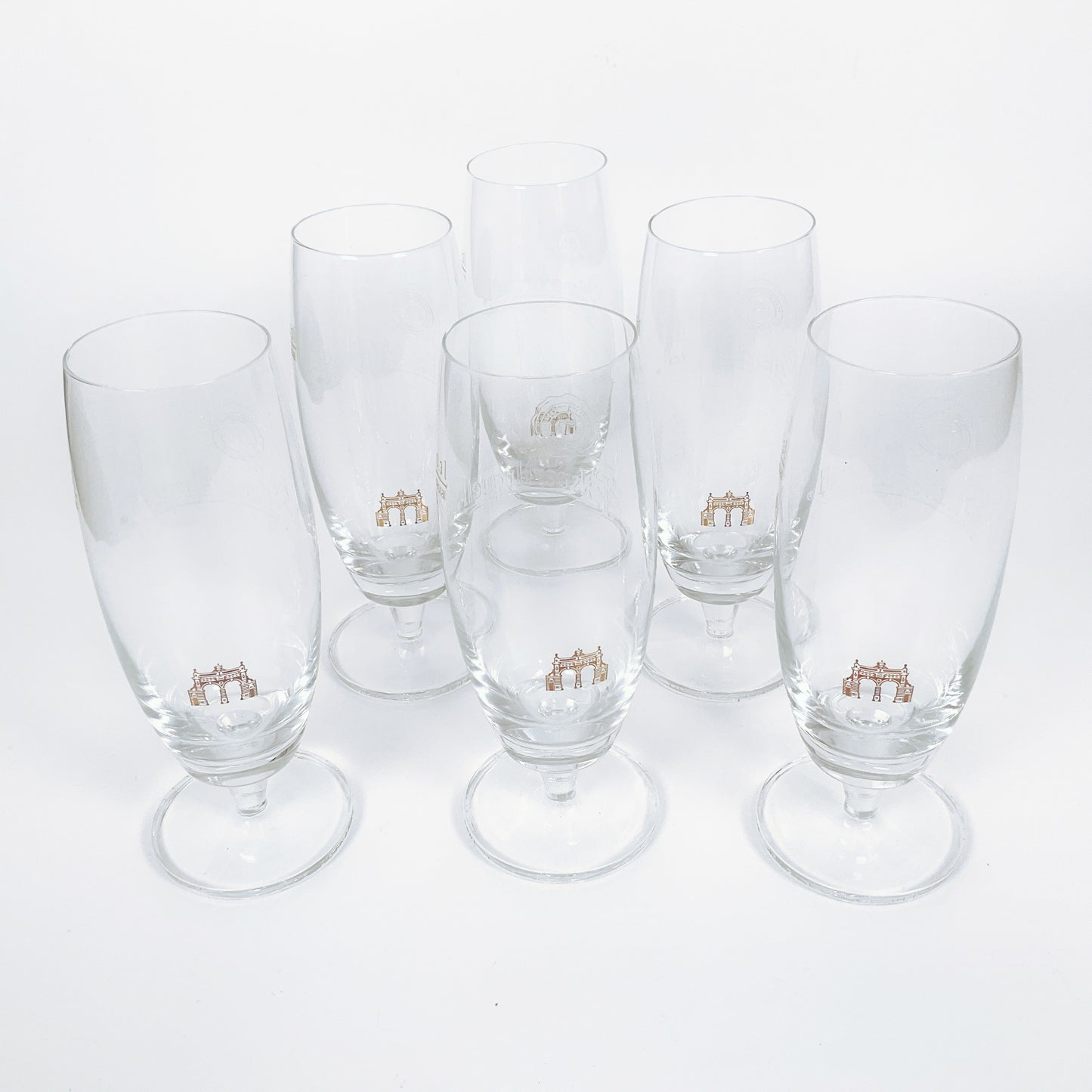 Set of 6 300ml Pilsner Urquell Embossed Crystal Beer Glasses made In Germany
