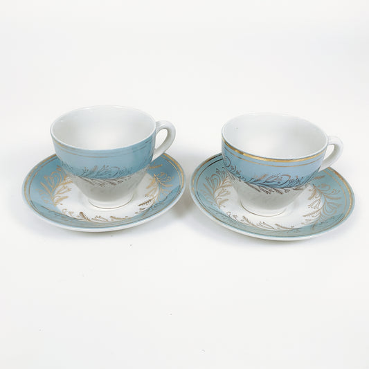 Washington Pottery - Blue Riband Tea Cup and Saucer Set X 2