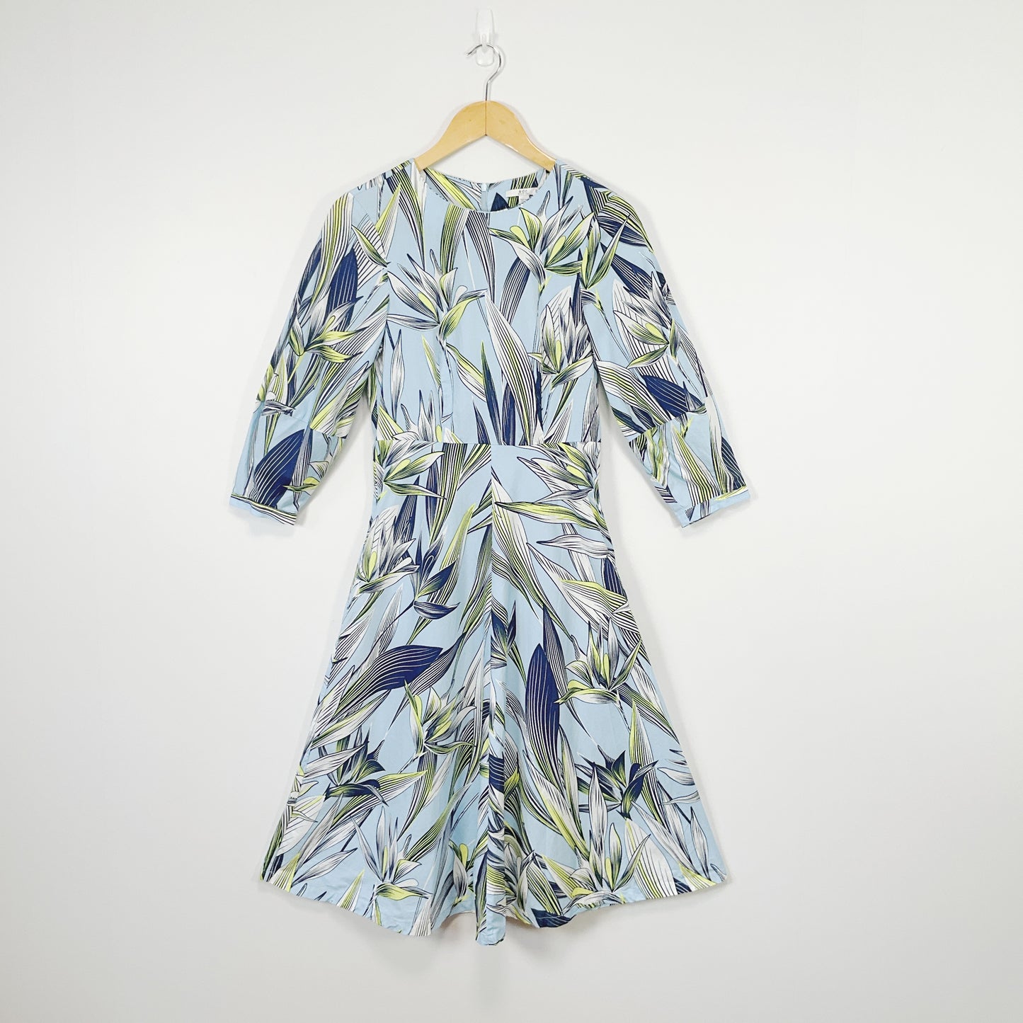 EDC by Esprit – Blue Tropical Print Fit  Flare Dress