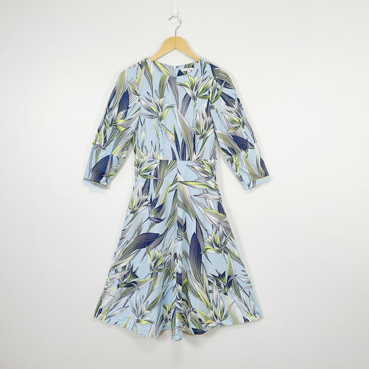 EDC by Esprit – Blue Tropical Print Fit  Flare Dress