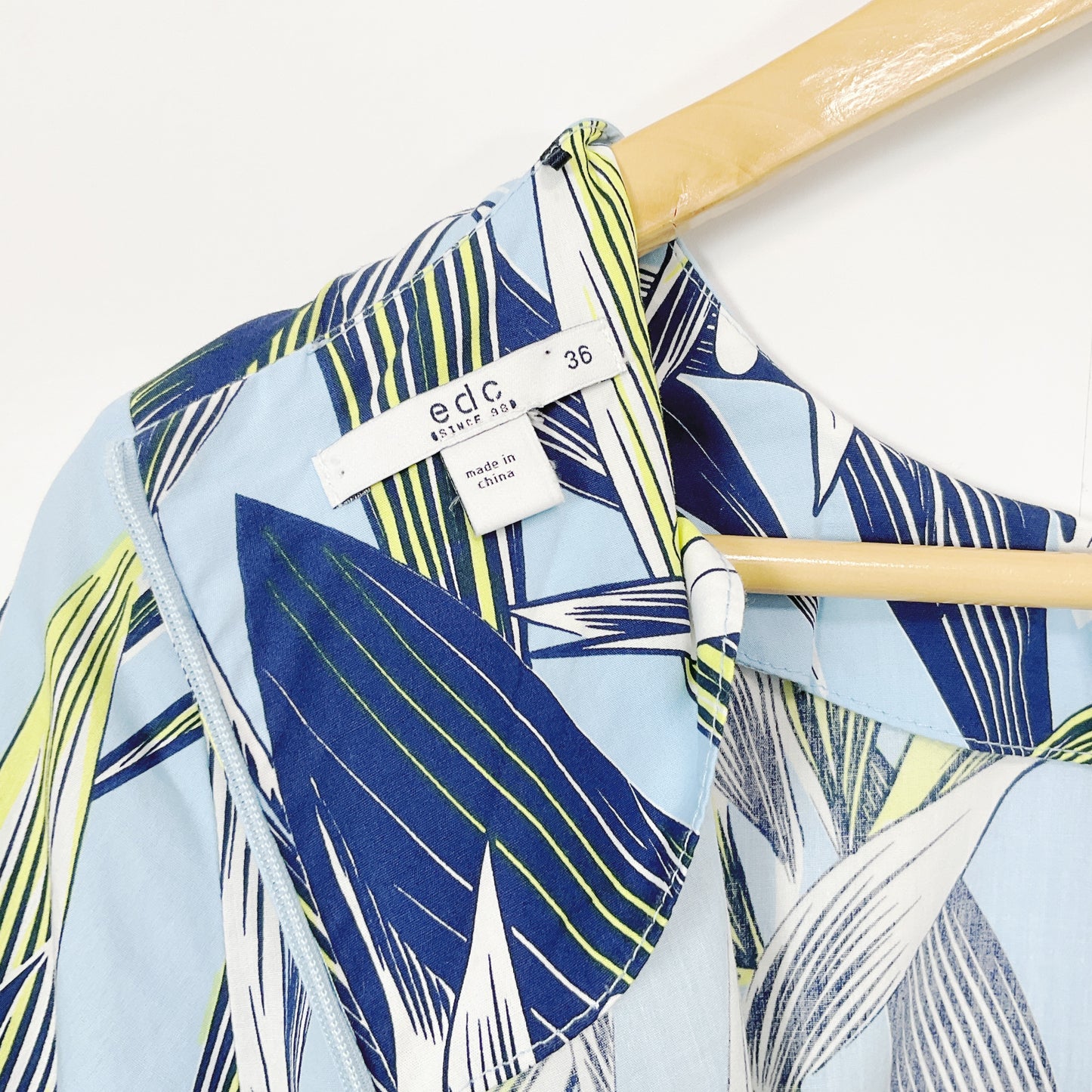 EDC by Esprit – Blue Tropical Print Fit  Flare Dress