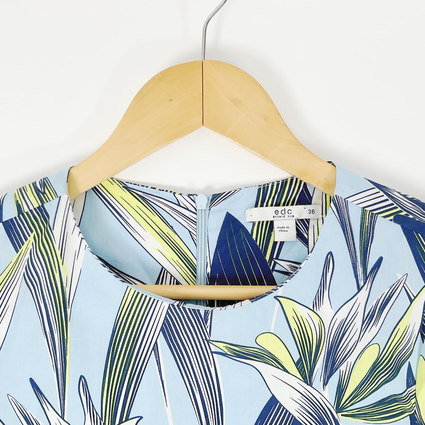 EDC by Esprit – Blue Tropical Print Fit  Flare Dress