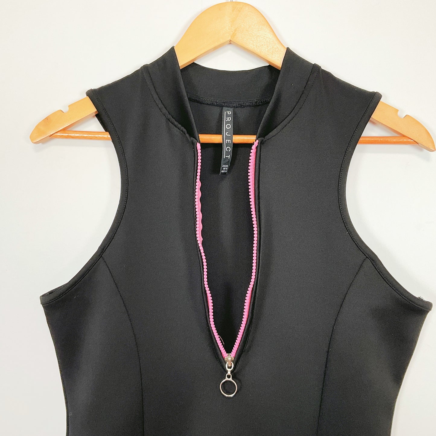 PROJECT Black Sleeveless Zip-Front Dress