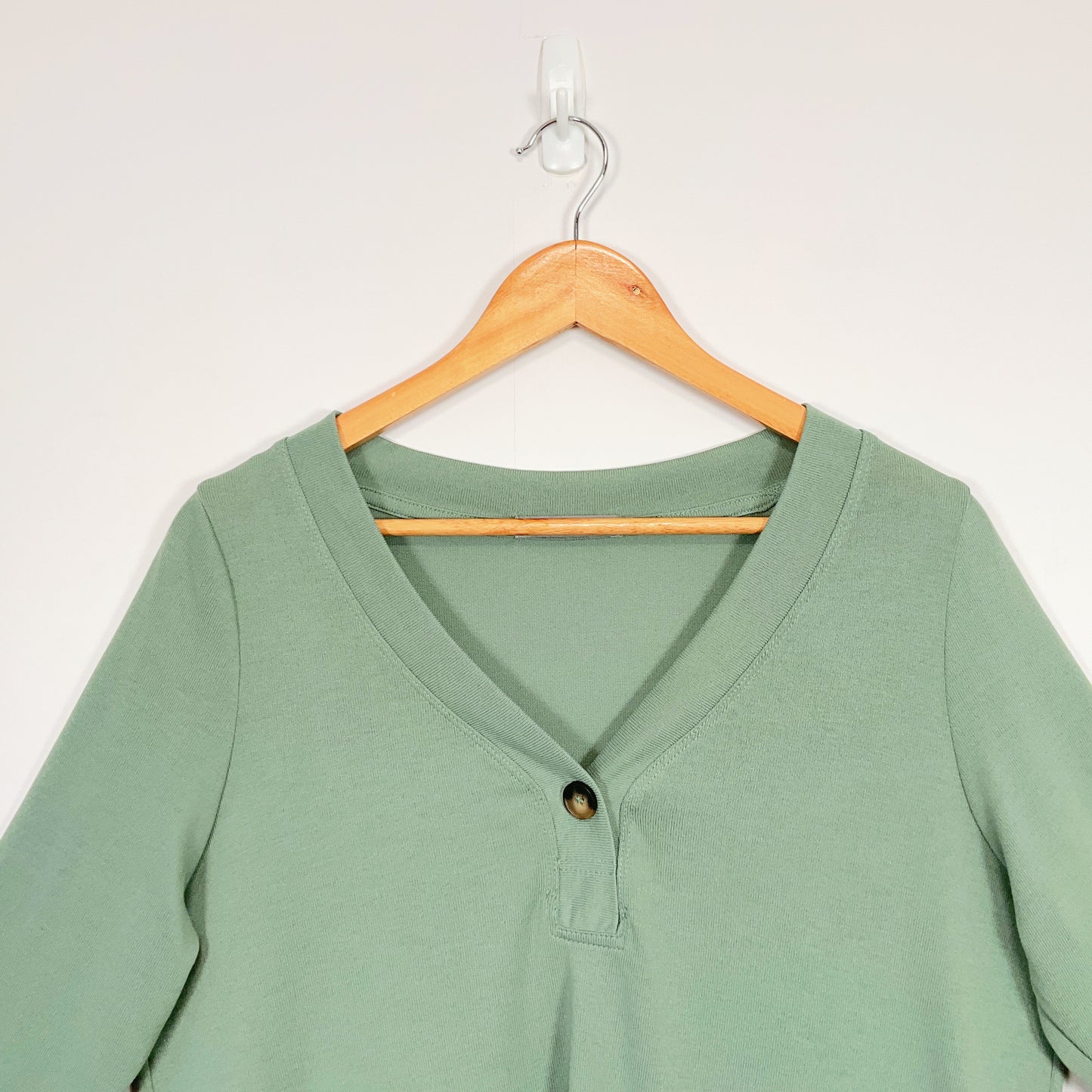 Katies - Sage Green V-Neck Button Top