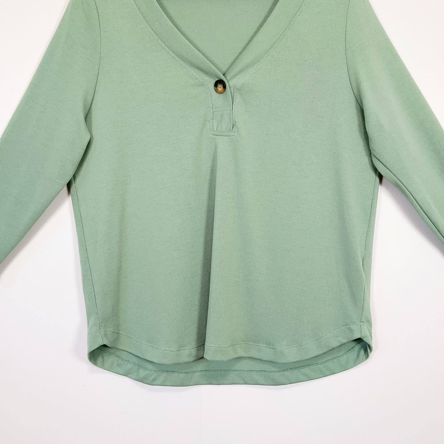 Katies - Sage Green V-Neck Button Top