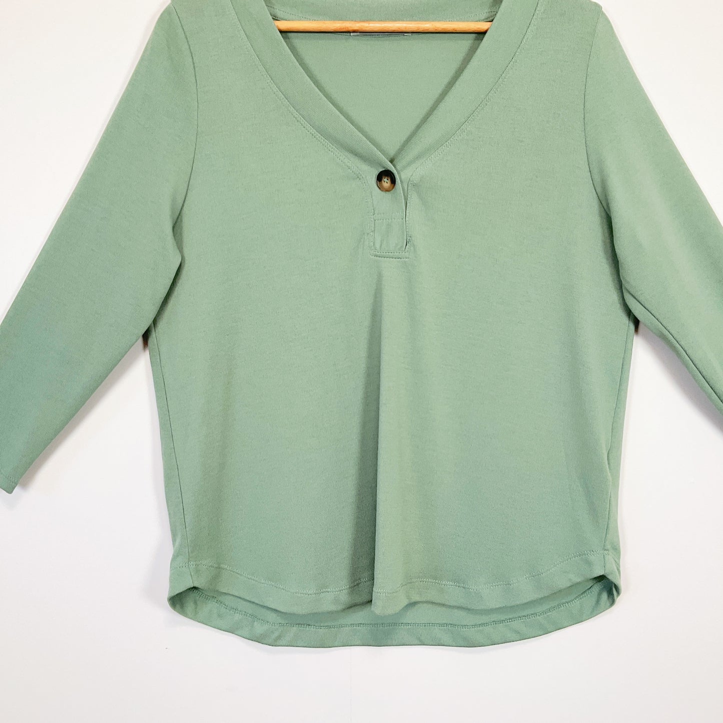 Katies - Sage Green V-Neck Button Top