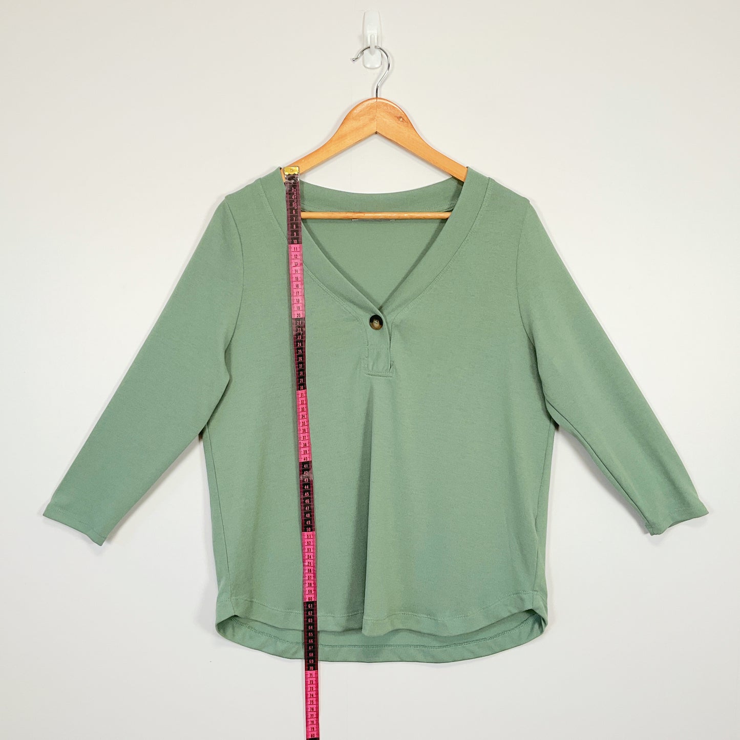 Katies - Sage Green V-Neck Button Top