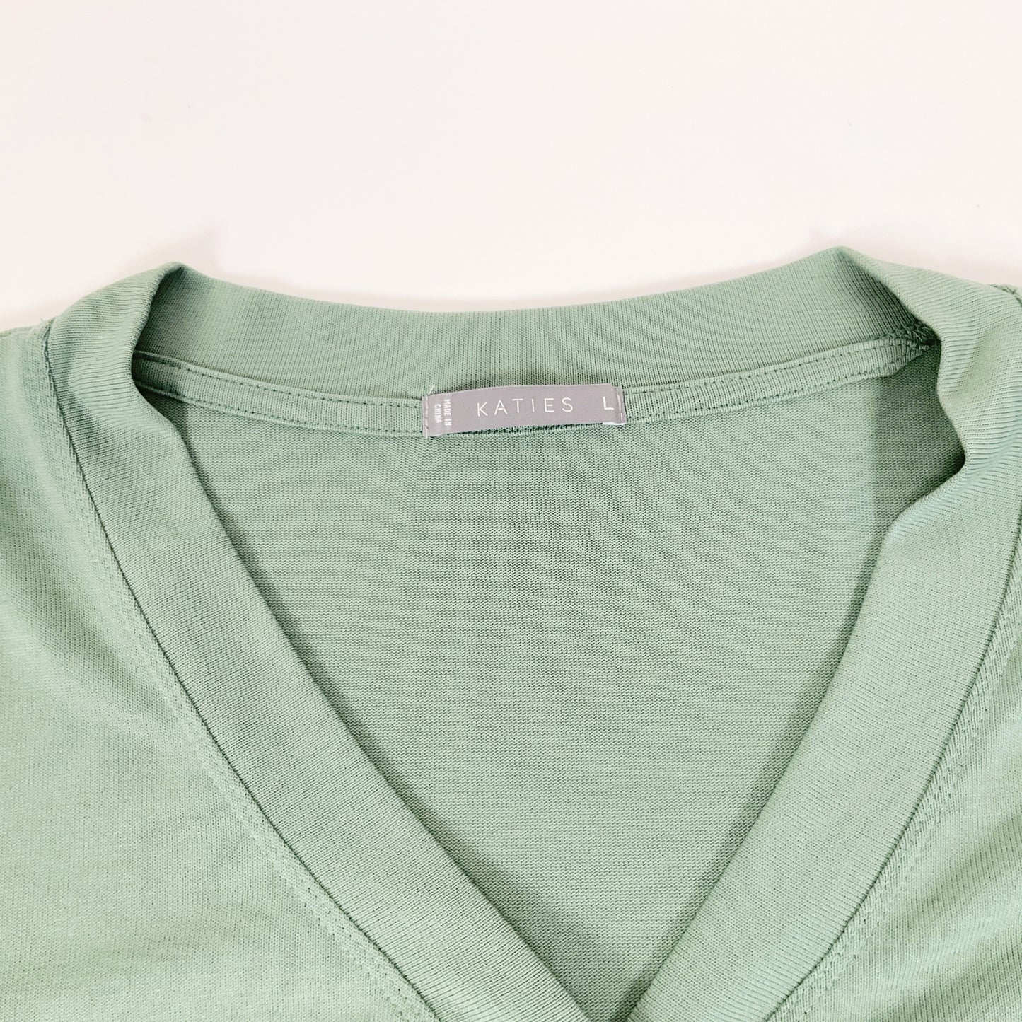 Katies - Sage Green V-Neck Button Top